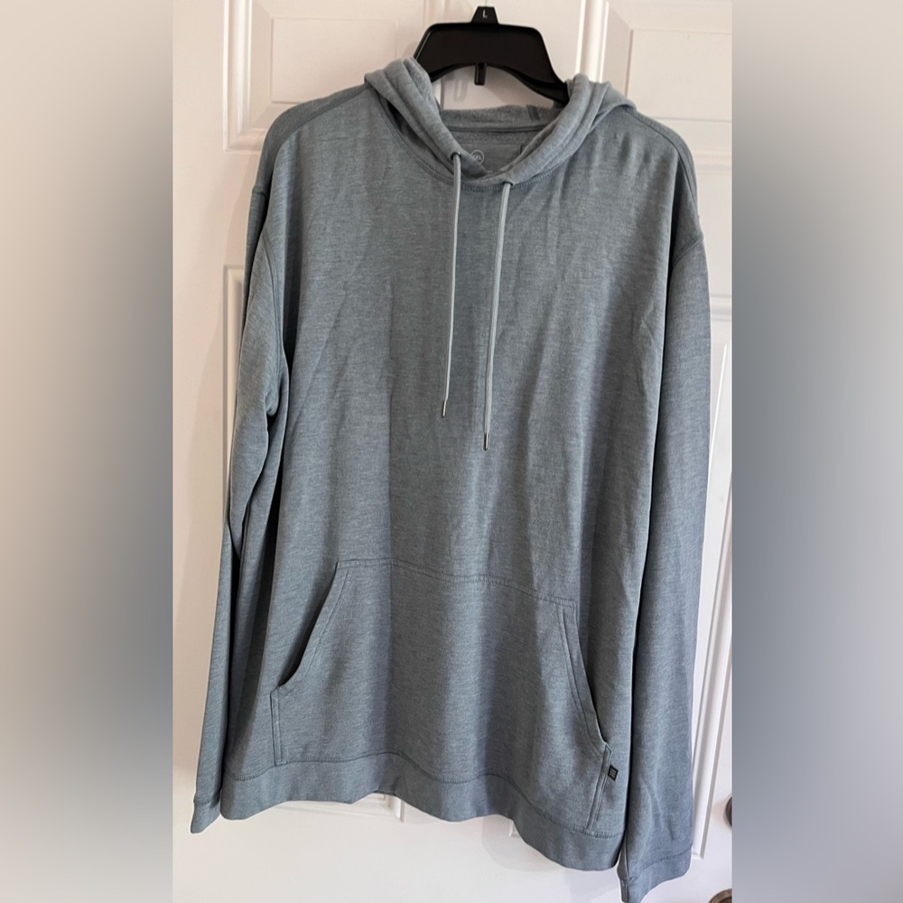Free Fly Hoodie Men 2XL Blue Slub Hoodie Bamboo Lightweight Pullover Performance